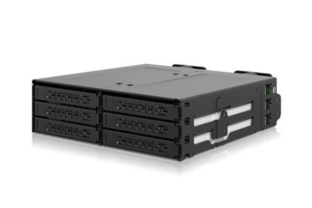 ICY DOCK ToughArmor MB118VP-B - drevkabinett - 6 x U.2/U.3 NVMe SSD, mobile rack for 5.25"? bay, with SlimSAS SFF-8654 8i - PCIe 4.0 - PCIe 4.0