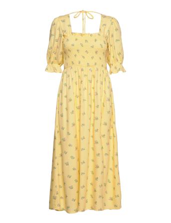 Slfulrikke 2/4 Smock Midi Dress B Yellow Selected Femme