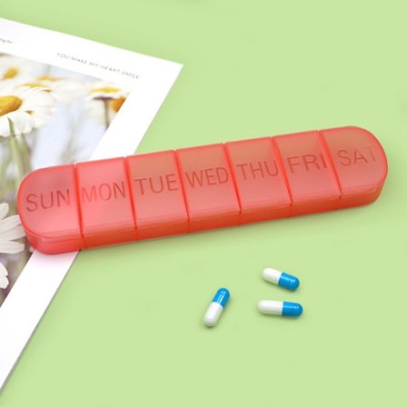 7Days Pill Box Weekly Medicin Container RÖD