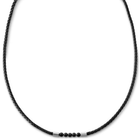 Tenvis | 3 mm Zilverkleurige Onyx Leren Ketting voor mannen - Leren kettingen