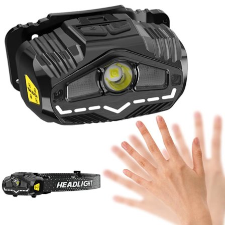 LED-hodelykt Bærbar Type C Ladbar XPG Hodelykt med Bevegelsessensor for Utendørs Nattløping Sykling Fiske Camping
