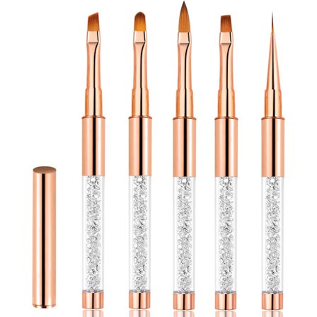 5 st Nail Brush, Nail Brush, Rhinestone Nail Brush, Nail Glue Brush, UV Glue med lock, för DIY Nail Art Drawing Brush Nail Tool