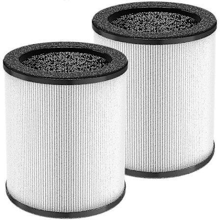 x 2-pack Ersättningsfilter Kompatibelt med Druiap KJ80 Luftrenare 360° Roterande 3-i-1 H13 True HEPA Aktivt Kol Förfilter
