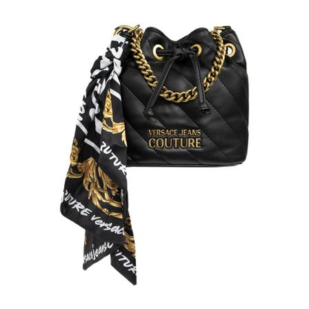 Versace Jeans Couture, Shoulder bag with logo Zwart, Dames, Maat:ONE Size,leer