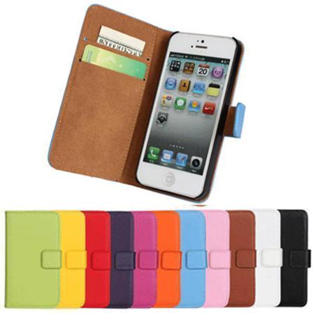 Plånboksfodral Iphone 5/5s/se Äkta Skinn Svart