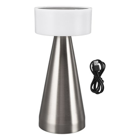 Portabel LED-bordslampa med 3 färgtemperaturer Steglös dimning Uppladdningsbart 1800mAh batteri Silver