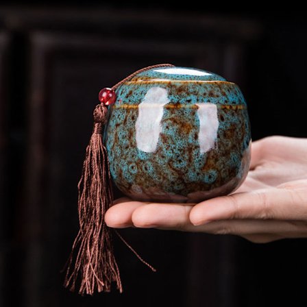 Kjæledyrurne, Mini Urne for Hund og Katt, Keramisk Askeoppbevaringskrukke med Duftende Pulver