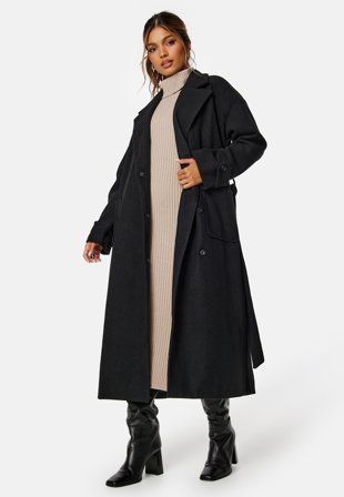 BUBBLEROOM Rue Oversized Wool Blend Coat Black Klær