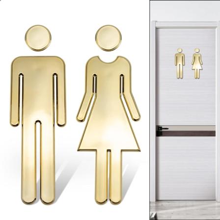 Guld Toiletskilte Toiletskilte til Badeværelse, 1 Par Dørnavneskilte Toiletskilte Stickers Skiltning Symbo