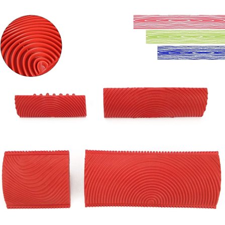 4 stk. verktøy for trestruktur, imitasjon av trestruktur malingsruller, imitasjon