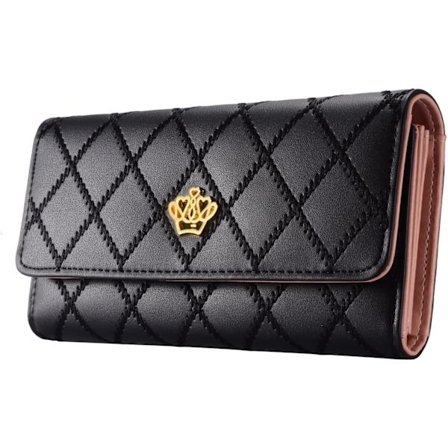 Nahkalompakko Kruunu Naiset Tytöt Lompakko, Pitkä Muoti Kruunu Naisten Käsilaukku Rahapussi