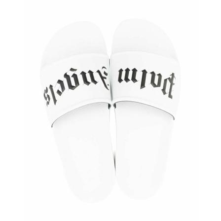 Palm Angels, logo-print slides Biały, Mężczyzna, Rozmiar: 41 EU