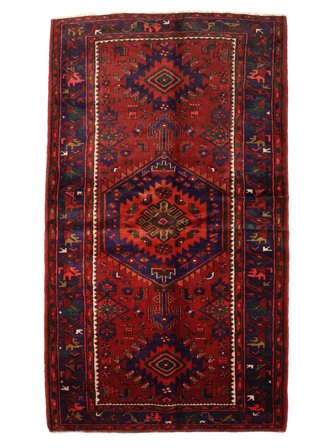Hamadan Rug 137X237 Black/Dark Red Wool, Persia