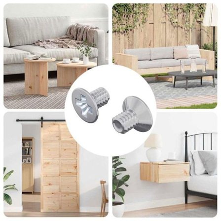 Bult - mutter - bricka Vidaxl Skruv med försänkt huvud 2 st Silverfärgad M4 x 6 mm Stål