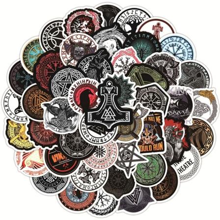 Vikings Logo Stickers 100 stk. søde klistermærker til telefonetui, bærbar computer, vandflaske, vinyldekorationer, vandtætte til skateboard, guitar, 