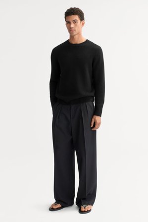 Soft Goat - Men's Chunky crewneck - Men cashmere sweater - XL - Black