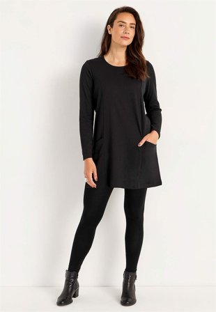 Cellbes of Sweden - Trikåtunika med fickor - svart / enfärgad - för damer - 42/44