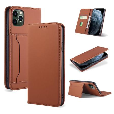 Iphone 11 Pro Max - Silkeslent Flip Fodral Med Kickstand - Brun Brown Brun