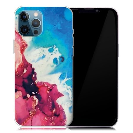 Marmormotiv iPhone 13 Pro Max skal - Stänk Av Rött Och Blått
