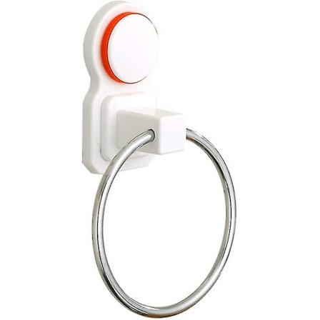 Enkel håndkleholder, sugekopp baderomshåndkleholder, rustfritt stål bagasjestativ, uten hull/hvit/14cm