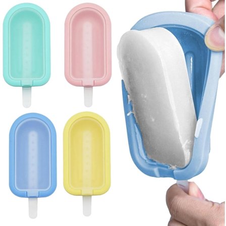 4 återanvändbara silikonformar för is (med pinnar), för hemgjorda frysta godsaker, lätta att ta bort, diskmaskinssäkra, lämpliga för barn och vuxna