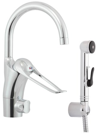 FM Mattsson 8058-4000 Tvättställsblandare ettgrepp, med sidodusch, Badrum