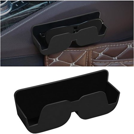 Bilbrilleholder, Bil Solbrilleetui, Universal Klistermærke Bilbrilleholder, Selvklæbende Beskyttelsesboks til Bilbrilletilbehør (Sort)