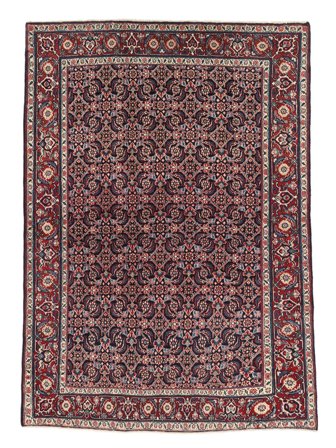 Handgeknoopt Sarough Vloerkleed 130X184 Wol Donkerrood/Zwart Klein