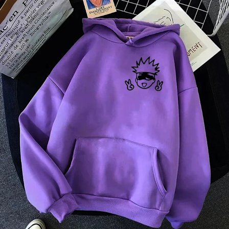 2024 Vår Höst Unisex Jujutsu Kaisen Anime Huvtröjor Sweatshirts Stora Animerade Designer Kawaii Gojo Satoru Grafisk Streetwear