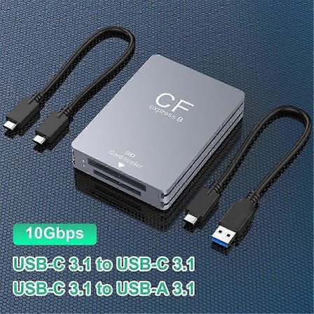 2 i 1 CFexpress Type B SD-kortleser CFexpress-leser USB 3.2 10 Gbps Dual-Slot med USB C til USB C