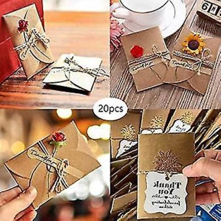 Mini-kirjekuoria sydänrakkaus Kraft-paperi tyhjiä onnittelukortteja