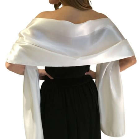 Silkeslen sateng Brudomslag Stole Scarf Bröllop Brudtärna Sjal beige