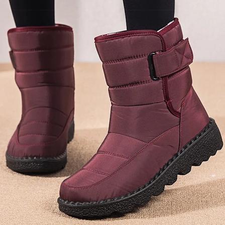 Damskor Stövlar 2024 Vinterskor Kvinna Vattentäta Snöskor Vinter Varma Päls Botas Mujer Koreansk Stil Svarta Ankelstövlar För Kvinnor wine red 35
