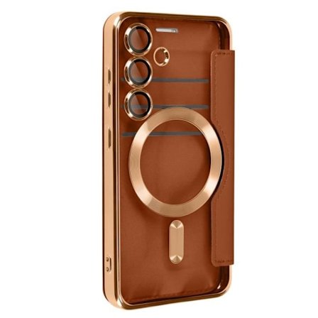 Flip-taske til Samsung S24 - AVIZAR - Brun - MagSafe-kompatibel - RFID-beskyttelse
