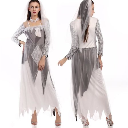 Spöksbrud Kostym Halloween Kvinna Vuxen Kostym