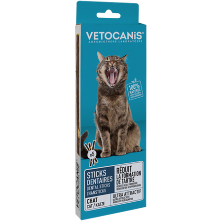 Vetocanis - Tannstifter 100 % naturlige - bidrar til å redusere plakk i tennene Turkis 5-pk. - Katt - Kattegodteri & kattegress - Tannvennlig 