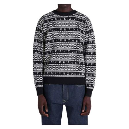 Kenzo Strik Fc65Pu3213Cj Sort, Herre Strik