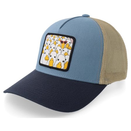 BOOM - Beige trucker Lippis - Silliest Goose Patch Light Blue/Khaki/Navy A-frame A-Frame Trucker @ Hatstore