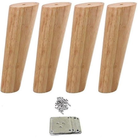 4 stk. møbelben i tre, koniske sofaben, møbelben i massivt tre, 15 cm