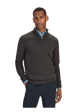 John Henric Merino Zipper Sweater (rick) Tröjor Herr Brun XS