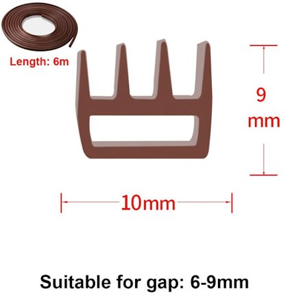 6M Dørforseglingsskinne Vinduegab 9MMX10MMX6M 9MMX10MMX6M