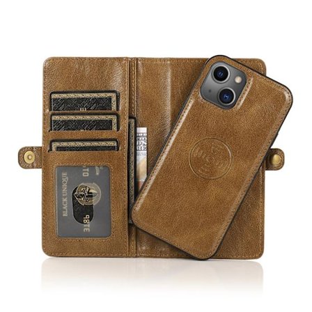 iPhone 15 Plus - Luksuriøst skinn lommebokdeksel med kortholder