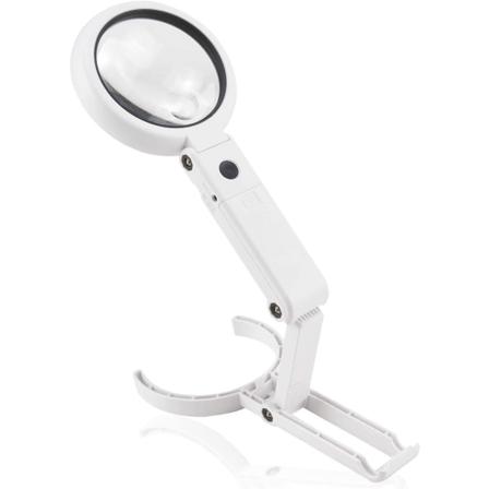 5X 11X Stående Handhållen Upplyst Förstoringsglas med 8 LED-lampor,