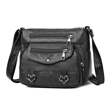 PU Skinn Crossbody Veske med Flere Lommer Moderne Unisex Skulderveske Allsidig Enkel Skulderveske for Jenter brun