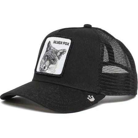 Farm Animal Trucker Baseball Cap Hatt Mesh Style Män Kvinnor Hip Ho Silver Foxs Black