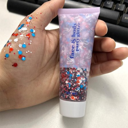 Transparent hvid ansigts- og kropsglimmer - Party glimmer festival rave kostume, egnet til kvinder og børn.