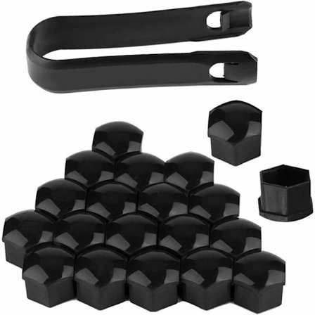 19mm Møtrikdæksel 20 stk. Hjulmøtrik Dæksel Hjulbolt Dæksel Universal Dæk Møtrikdæksel Bolt Møtrikdæksel med Aftageværktøj til Biler Sort