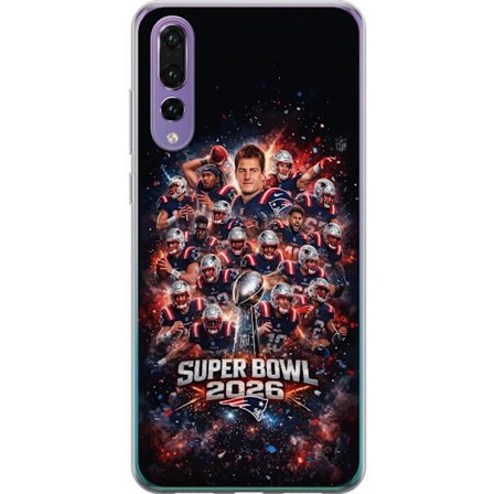 Kompatibelt Mobildeksel til Huawei P20 Pro Super Bowl 2026 plakat med New England Patriots og NFL-trofe i eksplosiv sportsdesign