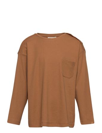 Nmmisak Ls Boxy Top July Lil Langærmet T-shirt Brun Lil'Atelier