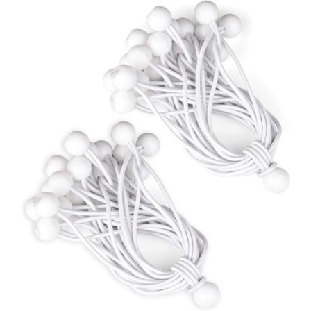 40 stk Spændere Elastisk Gummi til Banner, Presenning, Pavillon, Telt, Hvid Presenningstøtte